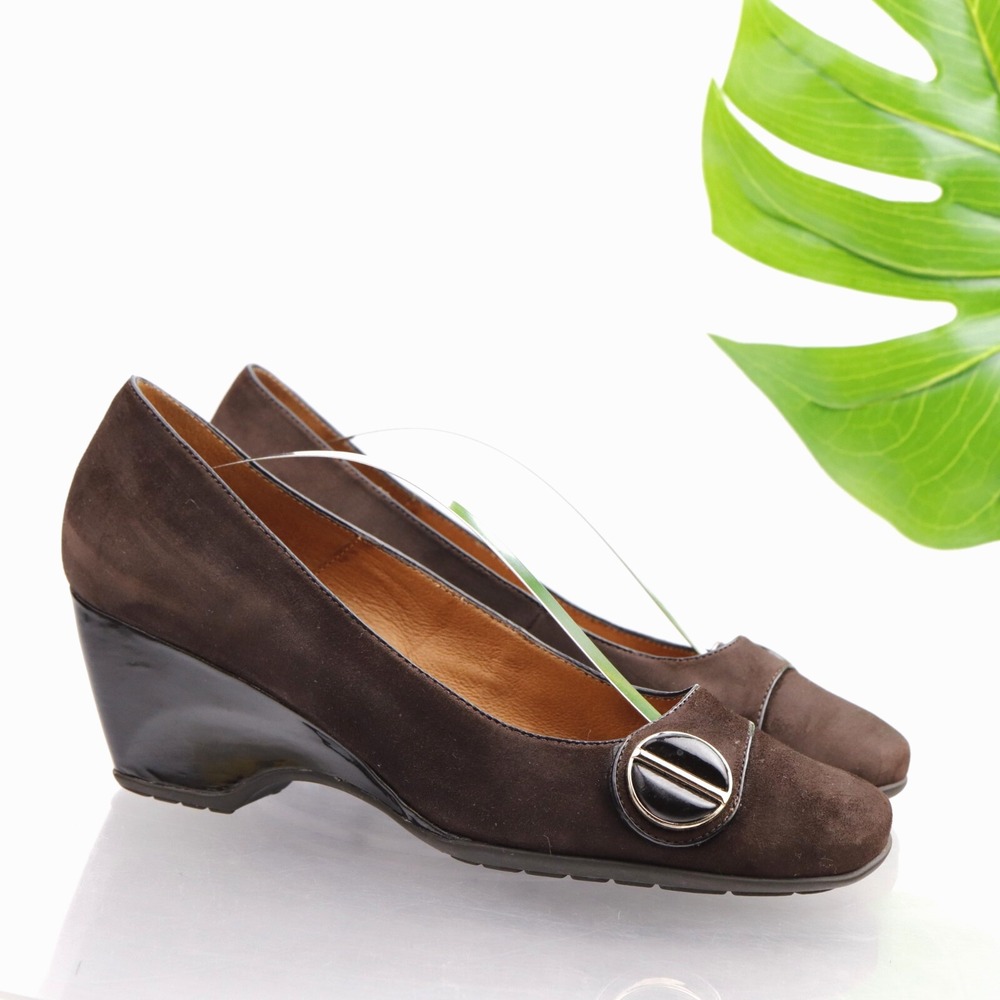 Sofft Shoes Womens Pumps Size 11 M Brown Suede Wedge Medallion Lug Sole Comfort